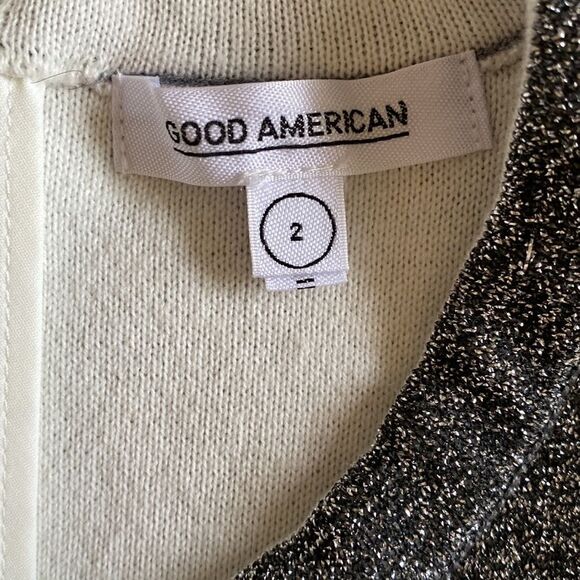 NWT Great American Bell Sleeve Silver Metallic Mini Dress Size 2 Medium - Picture 14 of 16